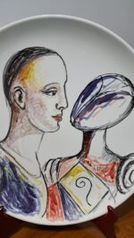 Piatto in Ceramica di Deruta Madonna Lignea e De Chirico 42 cm - immagine 2