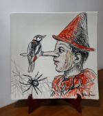 Piatto in Ceramica di Deruta Pinocchio quadrato 46 cm