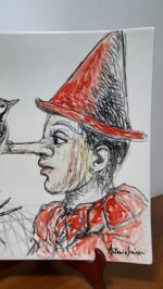 Piatto in Ceramica di Deruta Pinocchio quadrato 46 cm - immagine 6